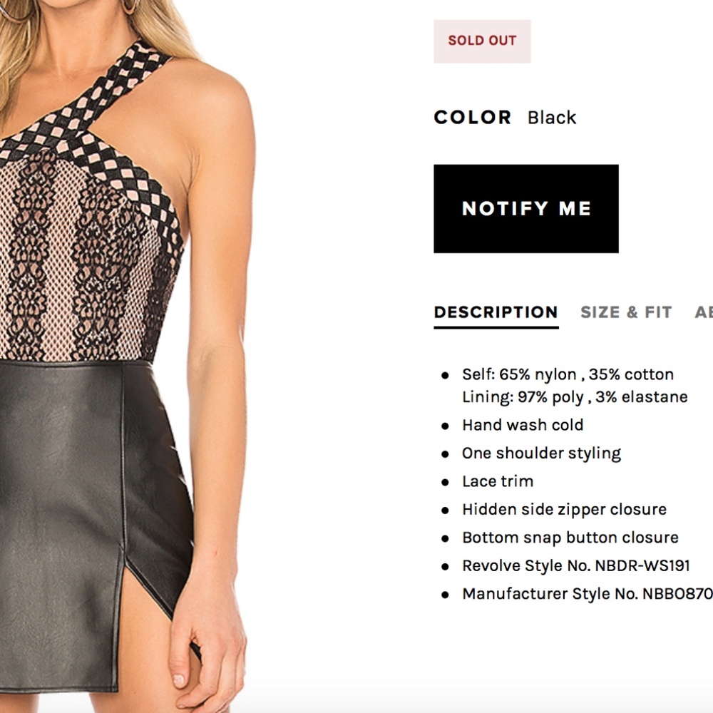 NBD Dillon Bodysuit (sold out on revolve)